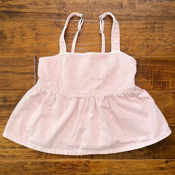 Abercrombie Kids Light Pink Denim Baby Doll Smocked Top, size 9/10 - Picture 1 of 5